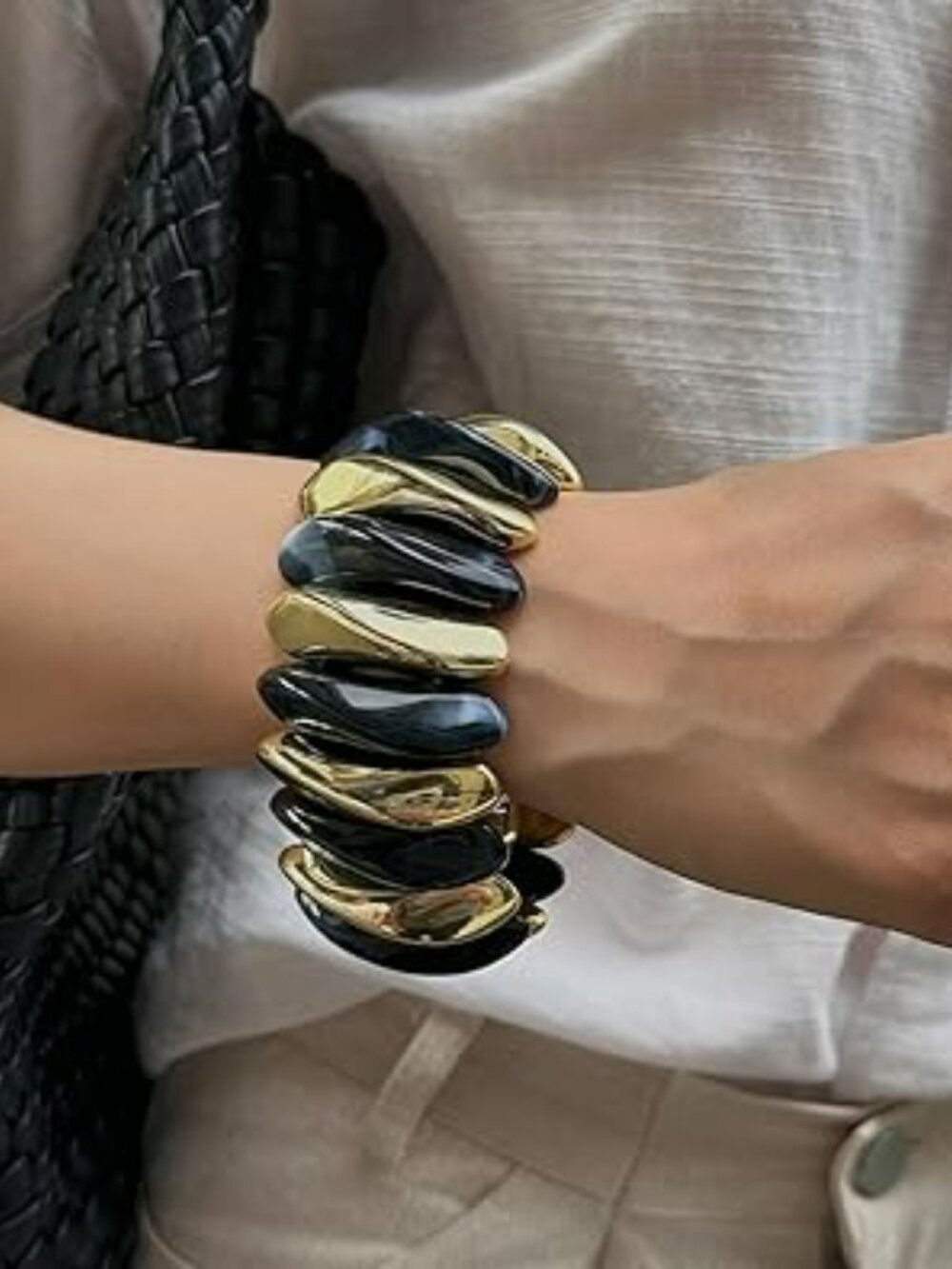 Chunky Acrylic Stretchy Bangle Bracelet Wide Statement Boho Trendy Beautiful